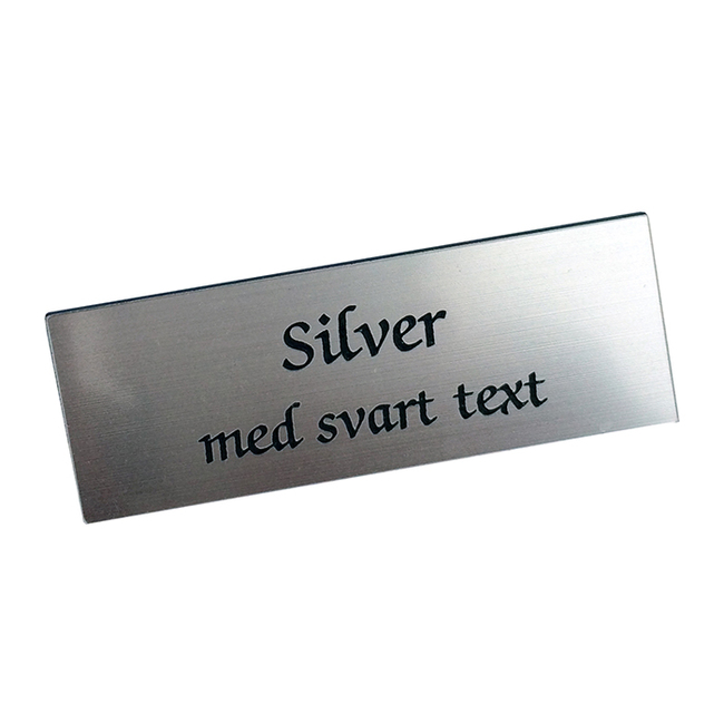 Plast Special Lasergraverad Silver Svart Text Namnbricka Stämplar Trycksaker Gravyrer